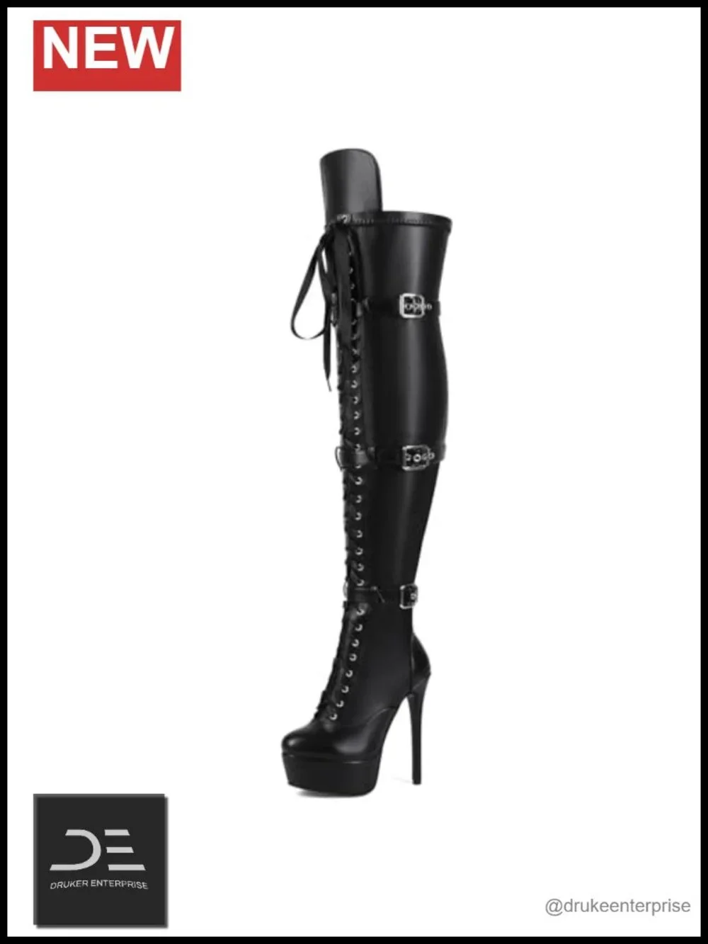 Gothic Punk Platform Thigh High Boots Faux Leather Stiletto Over Knee